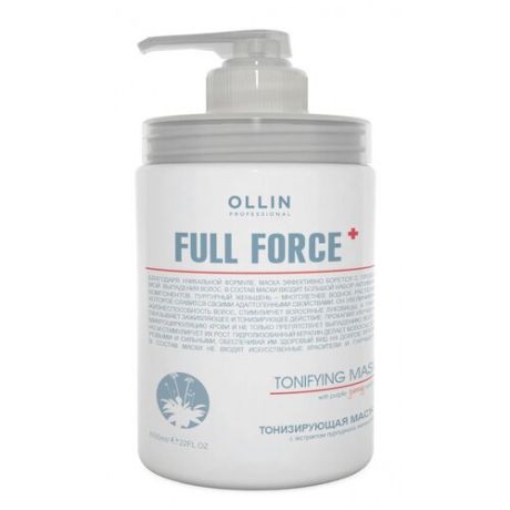 OLLIN Professional Full Force Тонизирующая маска с экстрактом пурпурного женьшеня для волос и кожи головы, 650 мл, бутылка