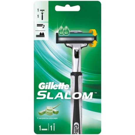 Бритвенный станок Gillette Slalom ,черный, сменные кассеты 1 шт.