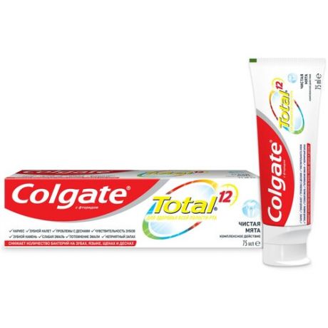 Зубная паста Colgate Total 12 Чистая Мята комплексная антибактериальная, 75 мл