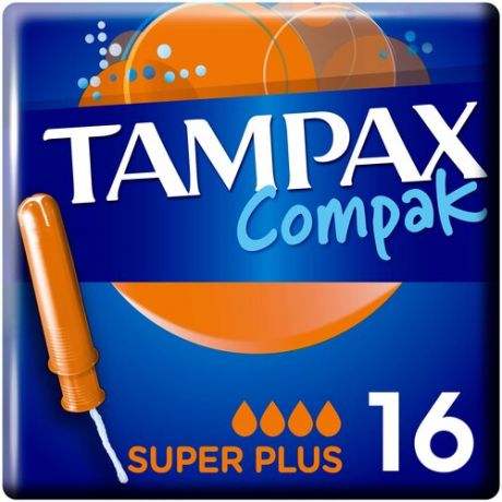TAMPAX тампоны Compak Super Plus с аппликатором, 4 капли, 16 шт.