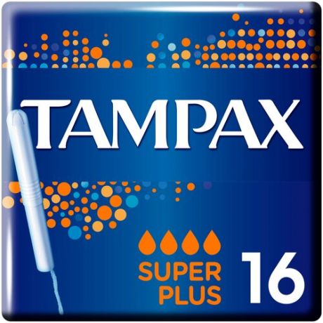 TAMPAX тампоны Super Plus с аппликатором, 4 капли, 16 шт.