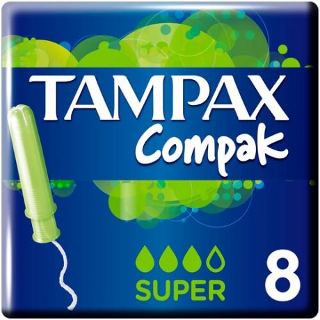 TAMPAX тампоны Compak Super с аппликатором, 3 капли, 8 шт.