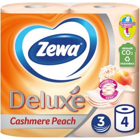 Туалетная бумага Zewa Deluxe Персик трёхслойная 4 рул.