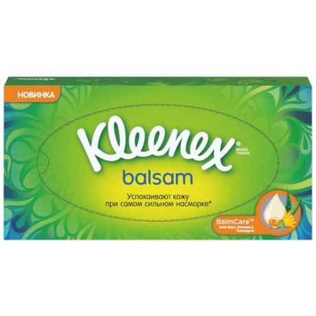 Салфетки Kleenex Balsam в картонной коробке, 72 шт.