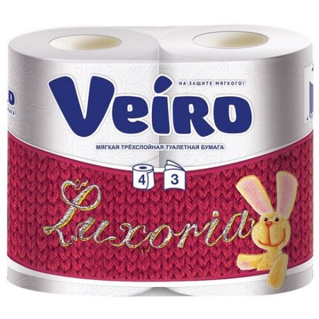 Туалетная бумага Veiro Luxoria белая трёхслойная 8 рул.