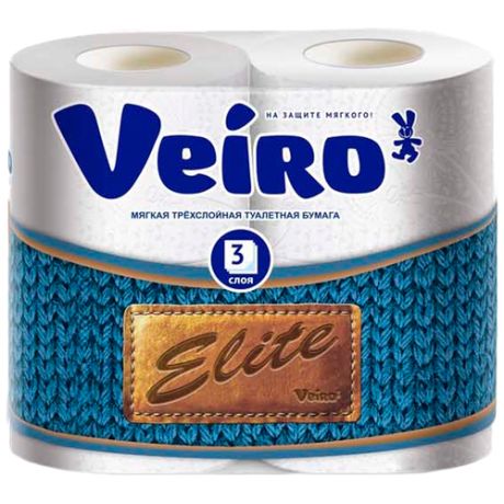 Туалетная бумага Veiro Elite белая трёхслойная 4 рул.