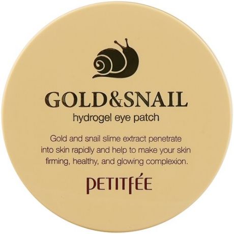 Petitfee Гидрогелевые патчи для век с золотыми частицами и фильтратом муцина улитки Gold & Snail hydrogel eye patch, 60 шт.