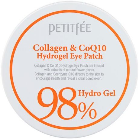 Petitfee Гидрогелевые патчи для век с морским коллагеном и коэнзимом Q10 Collagen & CoQ10 Hydrogel Eye Patch, 60 шт.