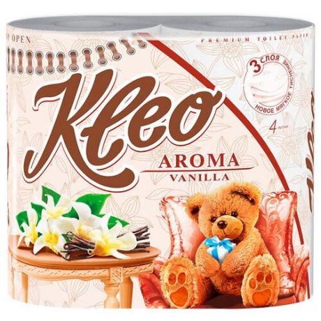 Туалетная бумага Kleo Aroma Ваниль трёхслойная 4 рул.