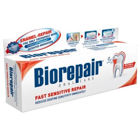 Зубная паста Biorepair Fast Sensitive Repair, для чувствительных зубов, 75 мл