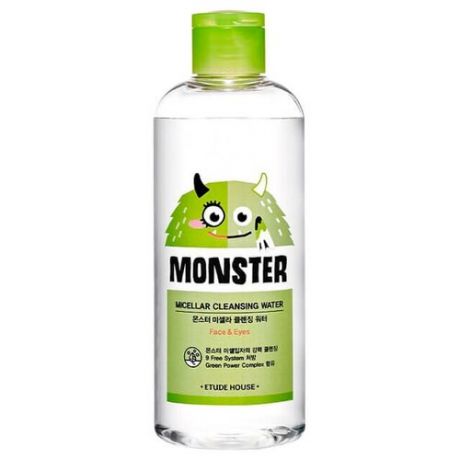 Etude House мицеллярная вода для снятия макияжа с экстрактом алоэ Monster Micellar Cleansing Water, 300 мл