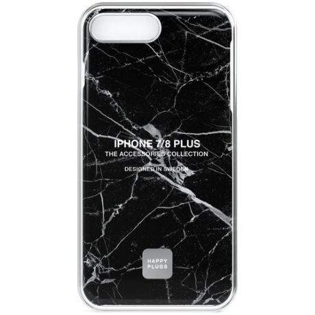 Чехол-накладка Happy Plugs 9152 + защитная пленка для Apple iPhone 7 Plus/iPhone 8 Plus Black Marble