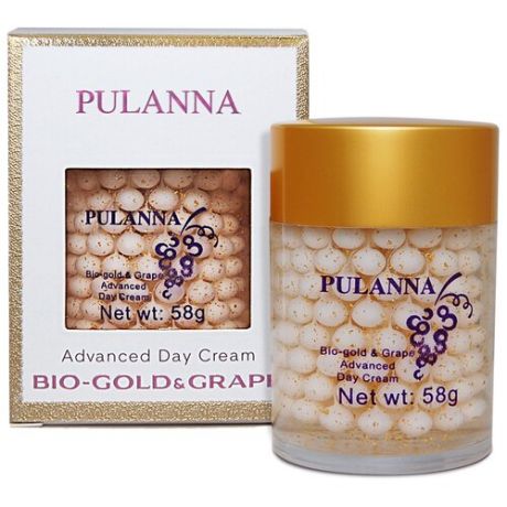 PULANNA Bio-gold & Grape Advanced Day Cream Дневной защитный крем для лица и шеи на основе био-золота и винограда, 58 г