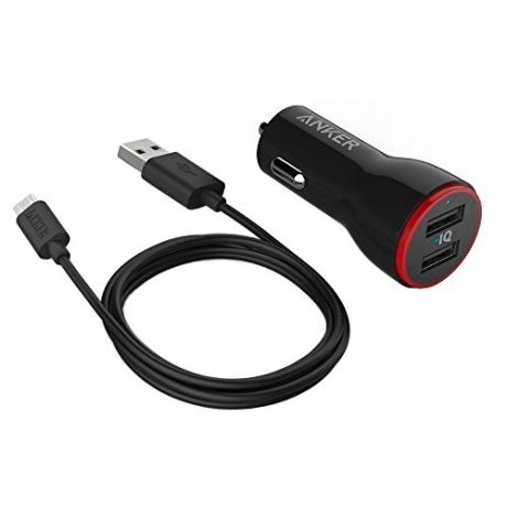 Автомобильное зарядное устройство ANKER PowerDrive 2 + Micro USB to USB cable, черный