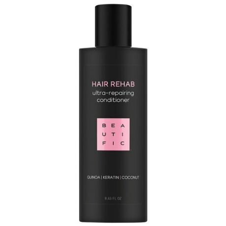 BEAUTIFIC бальзам-кондиционер для волос Hair Rehab восстанавливающий с кератином и кокосовым маслом, 250 мл