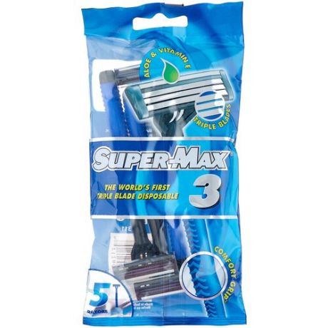 Бритвенный станок Super Max 3, одноразовый, 5 шт.