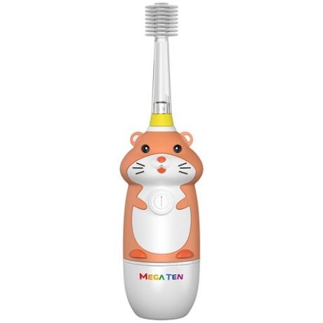 Звуковая зубная щетка MEGA Ten Kids Sonic Хомячок, белый/оранжевый