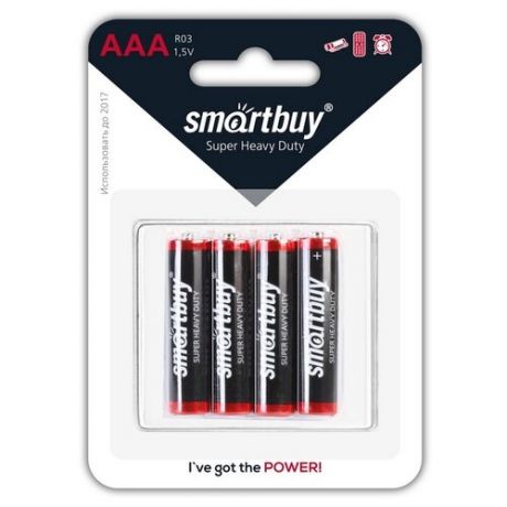 Батарейка SmartBuy AAA R03 Super Heavy Duty, 4 шт.