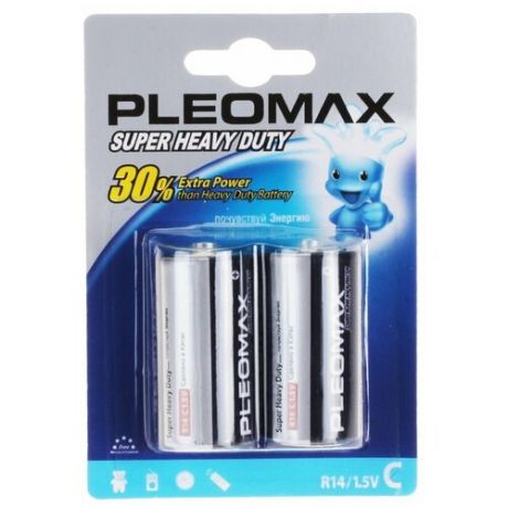 Батарейка Pleomax Super Heavy Duty R14 C, 2 шт.