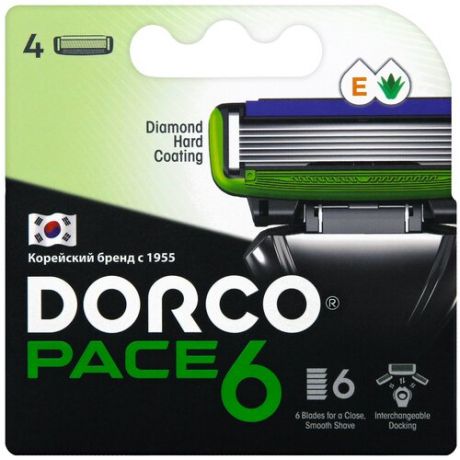 Сменные кассеты Dorco Pace 6, 4 шт.