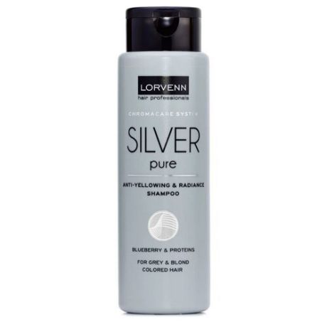 LORVENN шампунь Silver Pure Anti-Yellow & Radiance для для седых, блондинистых, окрашенных и осветленных волос, 100 мл