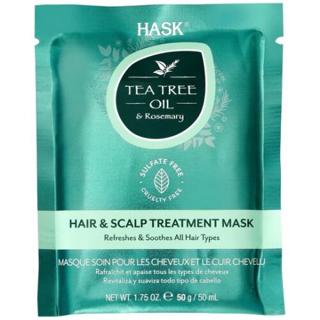 Hask Tea Tree Oil & Rosemary Маска для волос с маслом чайного дерева и экстрактом розмарина, 50 мл