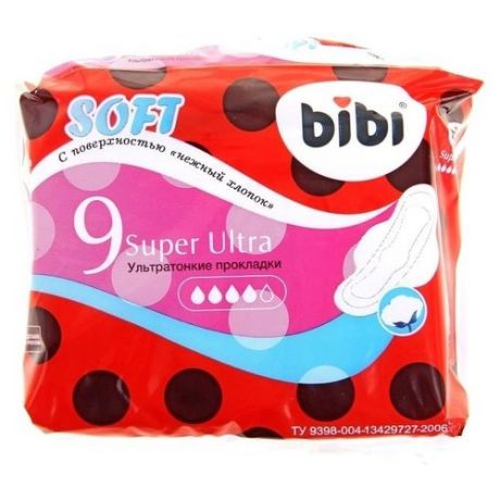 Bibi прокладки Super Ultra Soft, 5 капель, 9 шт.