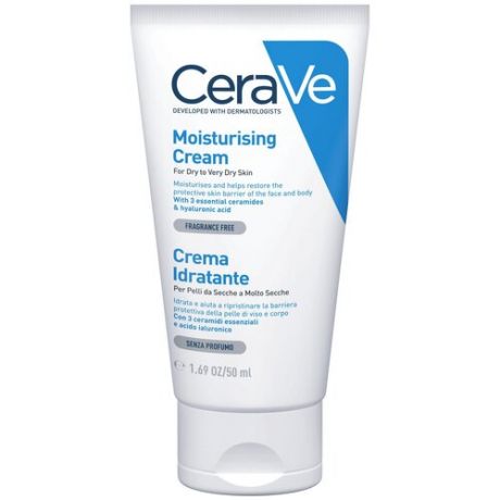 CeraVe Крем для лица и тела Moisturising Cream Увлажняющий для сухой и очень сухой кожи лица и тела, 177 мл
