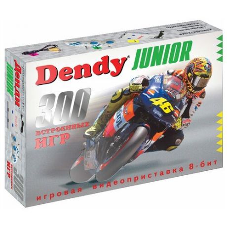 Игровая приставка Dendy Junior 300 встроенных игр серый/синий