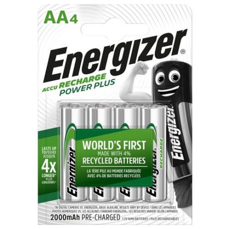 Аккумулятор Energizer Power Plus AA (HR06) 2000mAh, 4 штуки в упаковке