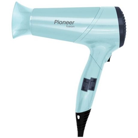 Фен для волос Pioneer HD-2001DC со складной ручкой и насадкой-концентратором, 2 скорости, 3 температурных режима, 2000 Вт, бирюзовый, светло-синий