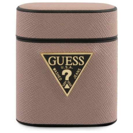 Чехол CG Mobile Guess Saffiano PU leather case with metal logo для AirPods 1&2, цвет Розовый (GUACA2VSATMLPI)