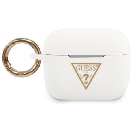 Чехол с карабином CG Mobile Guess Silicone case Triangle logo with ring для AirPods Pro, цвет Белый (GUACAPLSTLWH)