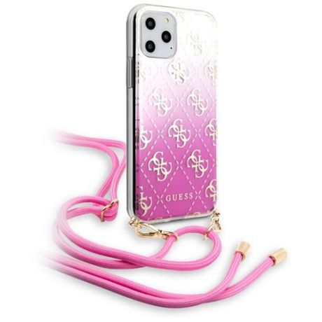 Чехол CG Mobile Guess 4G Cord collection Hard PC/TPU с ремешком для iPhone 11 Pro Max, цвет Розовый градиент (GUHCN65WO4GPI)