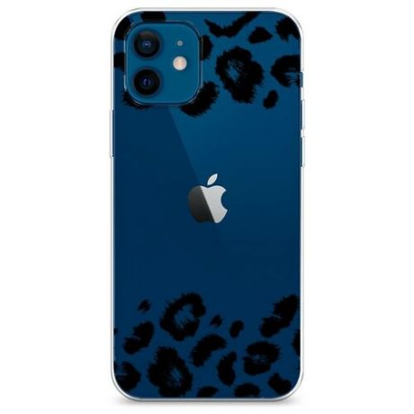 Силиконовый чехол "Окрас леопарда рамка черная" на Apple iPhone 12 mini / Айфон 12 мини