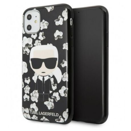 Чехол CG Mobile Karl Lagerfeld TPU Collection Flower Hard для iPhone 11, цвет Черный (KLHCN61FLFBBK)