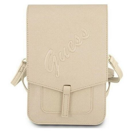 Сумка CG Mobile Guess Wallet Bag Saffiano Script logo для смартфонов, цвет Золотой (GUWBRSAVSLG)
