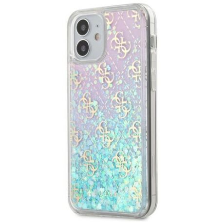 Чехол CG Mobile Guess Liquid Glitter 4G Hard для iPhone 12 mini, цвет Радужно-розовый (GUHCP12SLG4GGBLPI)