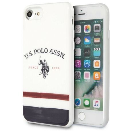 Чехол CG Mobile U. S. Polo Assn. PC/TPU Big logo and Tricolor Stripes Hard для iPhone SE 2020/8/7, цвет Белый (USHCI8PCSTRB)