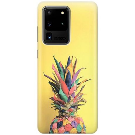 Ультратонкий силиконовый чехол-накладка для Samsung Galaxy S20 Ultra с принтом "Ананас на желтом"