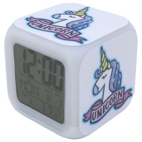 Часы с термометром Михи Михи Единорог с подсветкой № 17 MM09410, белый