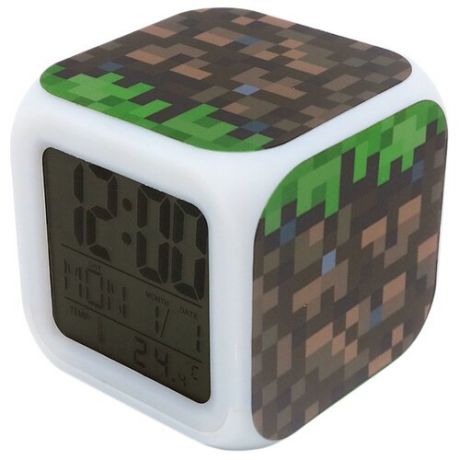 Часы с термометром Pixel Crew Блок земли, черный/коричневый/зеленый