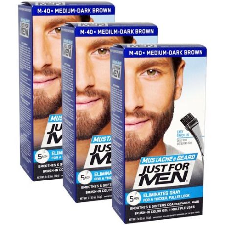 Just For Men гель-краска Mustache & Beard (3 шт.), M-40 medium dark brown