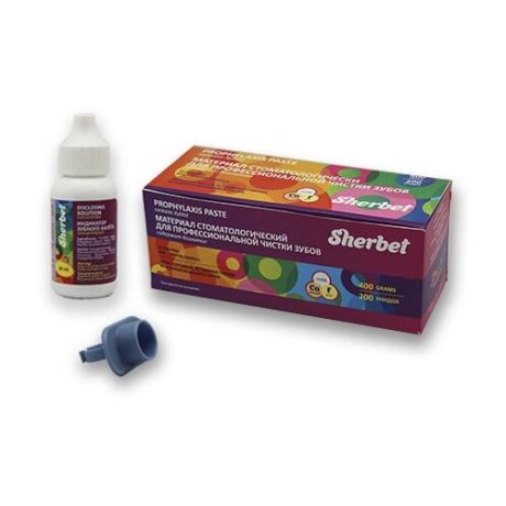 Sherbet Prophylaxis Paste, вкус ассорти, зернистость средняя, 200 унидоз, с индикатором зубного налета