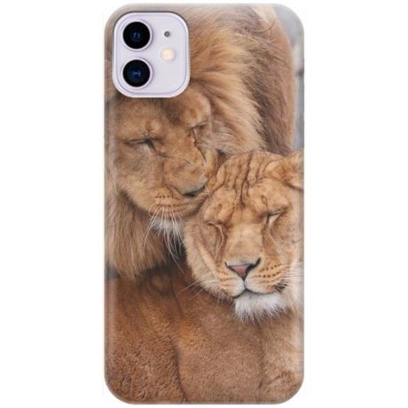 Ультратонкий силиконовый чехол-накладка для Apple iPhone 11 с принтом "Милые львы"