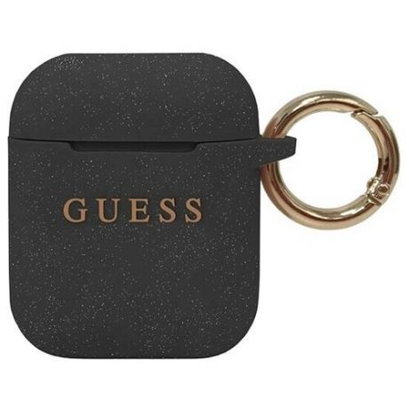 Чехол с карабином CG Mobile Guess Silicone case with ring для AirPods 1&2, цвет Черный (GUACCSILGLBK)