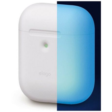 Силиконовый чехол Elago A2 Silicone Case для AirPods 2, цвет Белый с синим свечением в темноте (Nightglow blue) (EAP2SC-LUBL)