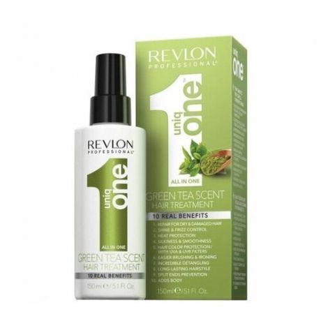 Revlon Uniq One Несмываемая маска-спрей для волос с ароматом Зеленого чая All in one Green Tea Scent Hair Treatment, 150 мл