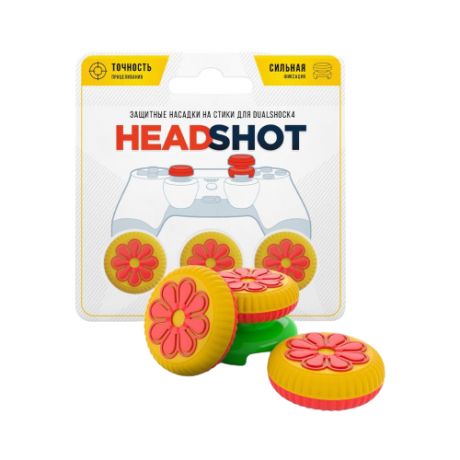 RAINBO Сменные накладки Headshot (Honey) для геймпада Sony Dualshock 4 желтый/красный