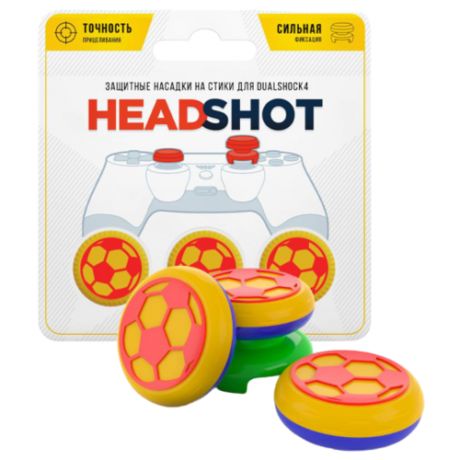RAINBO Сменные накладки Headshot (Футбол) для геймпада Sony Dualshock 4 желтый/красный